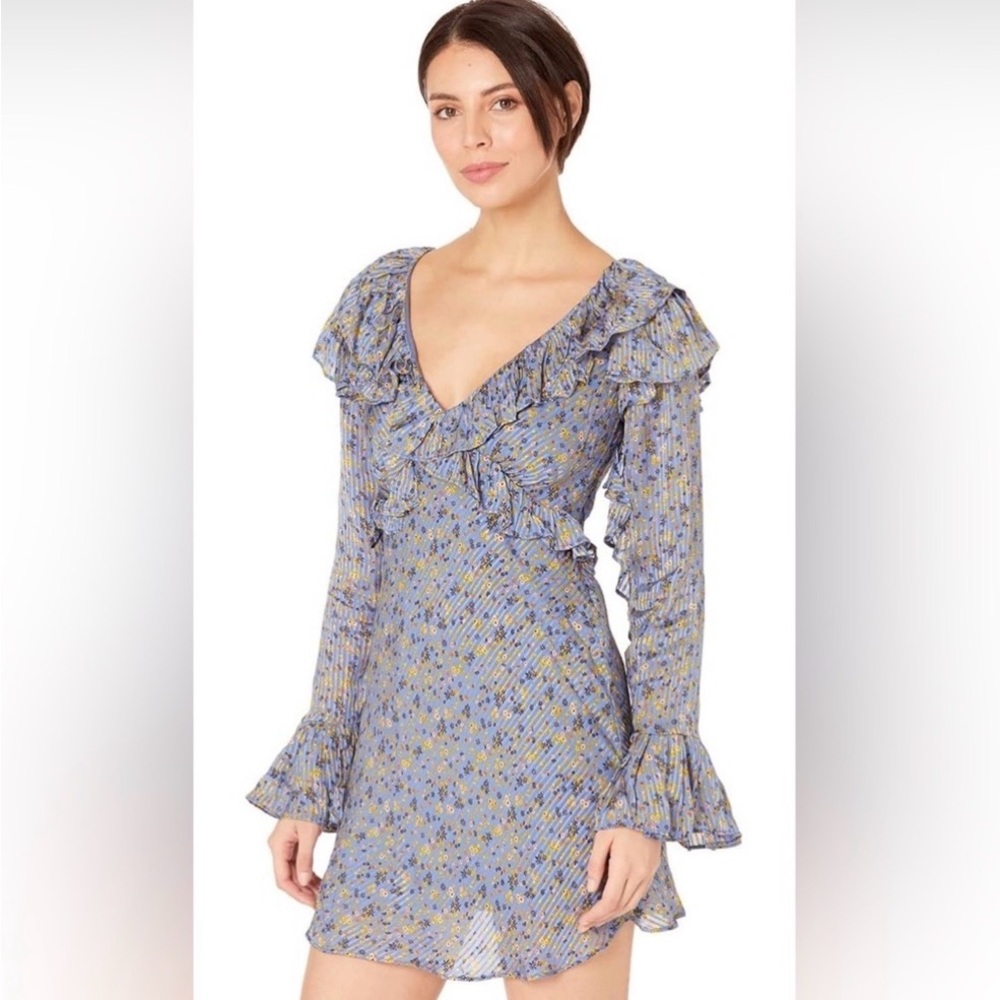Free People Sweetest Thing Mini Dress in Midnight Cowboy floral- Size 8- EUC